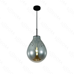 PENDENTE CAJU METAL PRETO+VIDRO FUME 22×30CM DCD04007