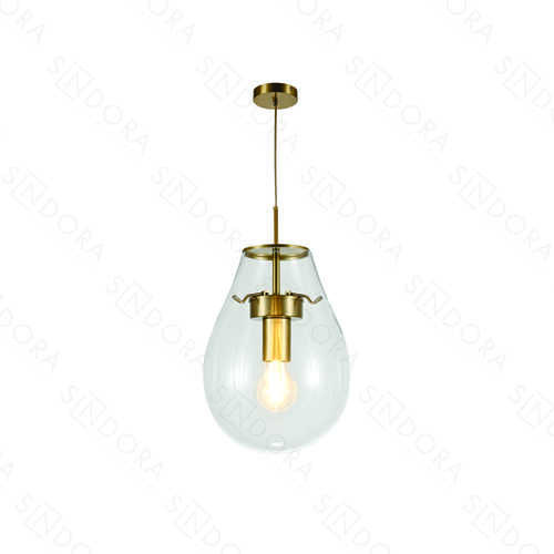 PENDENTE CAJU METAL BRONZE+VIDRO TRANSPARENTE 20×30CM DCD04129