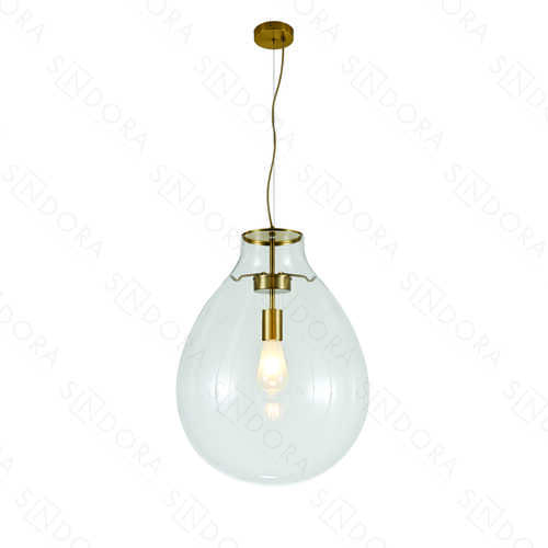 PENDENTE CAJU  METAL BRONZE+VIDRO TRANSPARENTE 40×50CM DCD04131