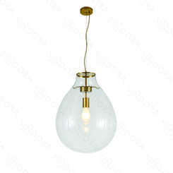 PENDENTE CAJU  METAL BRONZE+VIDRO TRANSPARENTE 40×50CM DCD04131