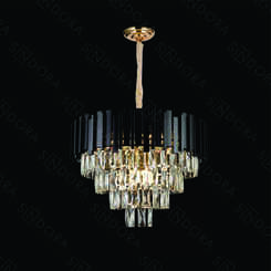 LUSTRE PENDENTE METAL PRETO+CRISTAL TRANSPARENTE 52×33CM DCD06546