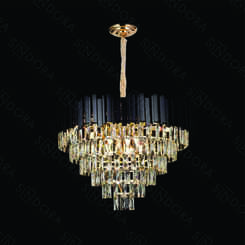 LUSTRE PENDENTE METAL PRETO+CRISTAL TRANSPARENTE 70×45CM DCD06547