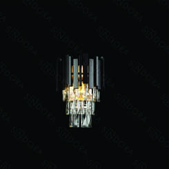 ARANDELA METAL PRETO+CRISTAL TRANSPARENTE  30×21CM