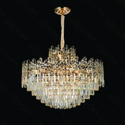 LUSTRE PENDENTE METAL DOURADO+CRISTAL TRANSPARENTE 80x63CM DCD01023