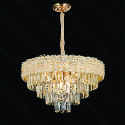 LUSTRE PENDENTE METAL DOURADO+CRISTAL TRANSPARENTE 55x36CM  DCD06580