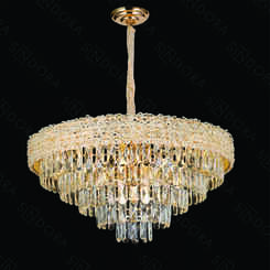 LUSTRE PENDENTE METAL DOURADO+CRISTAL TRANSPARENTE  75x36CM DCD06581