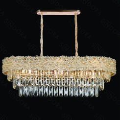 LUSTRE PENDENTE METAL DOURADO+CRISTAL TRANSPARENTE  80x30CM DCD06582