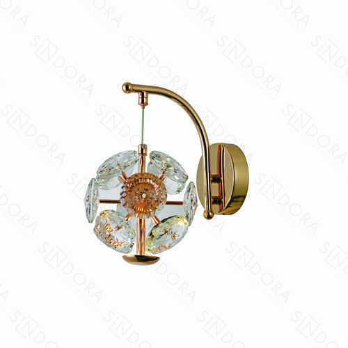 ARANDELA METAL DOURADO+CRISTAL  TRANSPARENTE 15×20CM 5W 3000K 500LM DCB02199