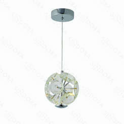 PENDENTE METAL CROMADO+CRISTAL TRANSPARENTE 15×15CM 5W 3000K 500LM  DCD02198