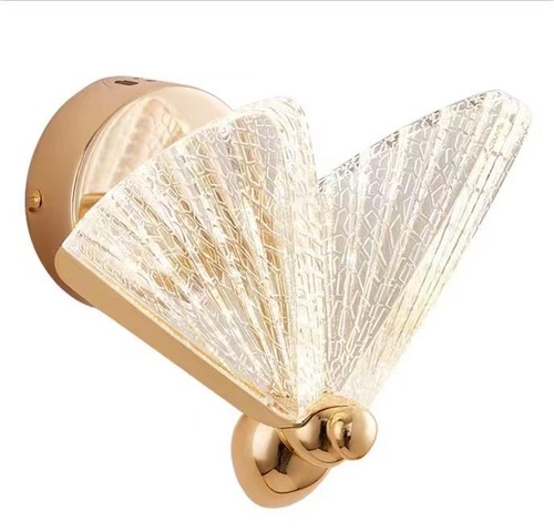 ARANDELA BORBOLETA METAL DOURADO+ACRILICO 20X17CM 6W 3000K DCB03247