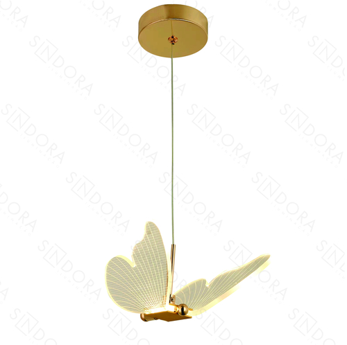 PENDENTE MINI BORBOLETA METAL DOURADO+ACRILICO 24×18CM 8W 800LM 3000K DCD02162