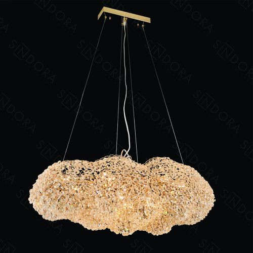 PENDENTE METAL DOURADO+CRISTAL TRANSPARENTE 80×45X30CM DCD02896
