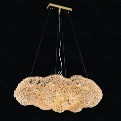 PENDENTE METAL DOURADO+CRISTAL TRANSPARENTE 80×45X30CM DCD02896