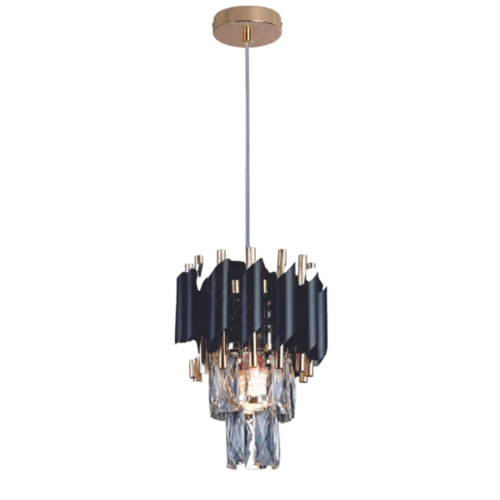 PENDENTE METAL PRETO+CRISTAL  TRANSPARENTE 20x26CM DCD06591