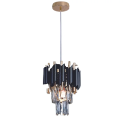 PENDENTE METAL PRETO+CRISTAL  TRANSPARENTE 20x26CM DCD06591