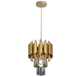 PENDENTE METAL DOURADO+CRISTAL TRANSPARENTE 20x26CM DCD06590