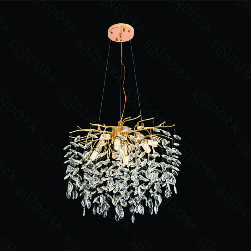 PENDENTE METAL DOURADO+CRISTAL TRANSPARENTE 60CM DCD06568
