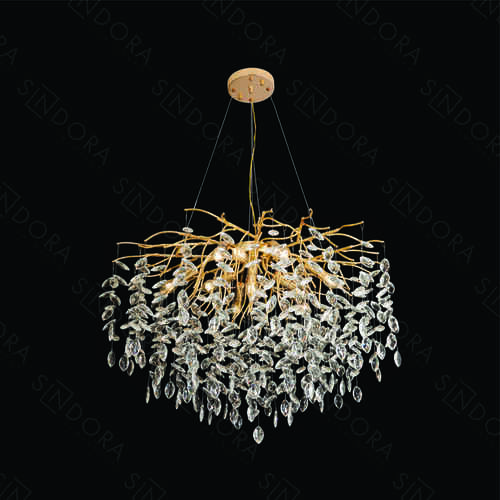 PENDENTE METAL DOURADO+CRISTAL TRANSPARENTE 80CM DCD06569