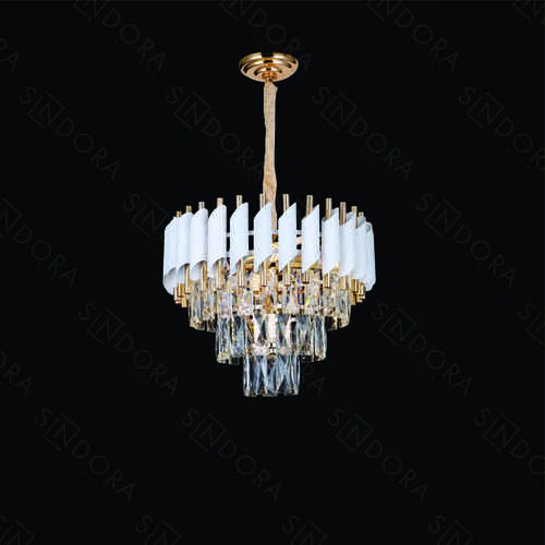 PENDENTE  METAL BRANCO+CRISTAL TRANSPARENTE 29CM DCD06593