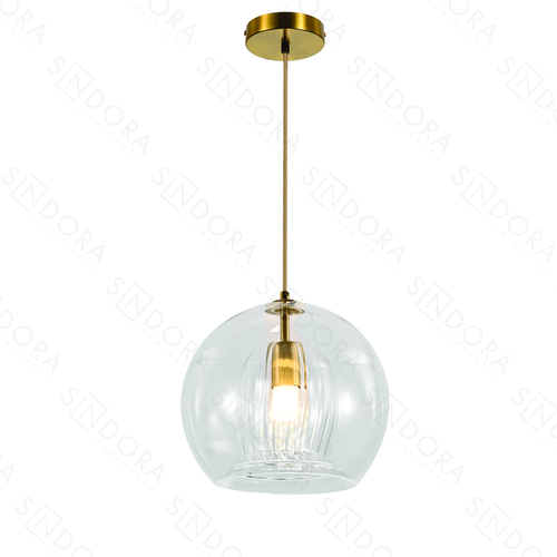 PENDENTE METAL BRONZE+VIDRO TRANSPARENTE 15CM  DCD04058