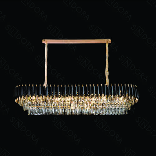 PENDENTE METAL PRETO+CRISTAL TRANSPARENTE 120x35CM DCD06584