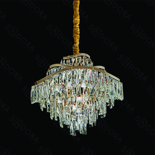 PENDENTE METAL DOURADO+CRISTAL TRANSPARENTE 55X45CM DCD06518
