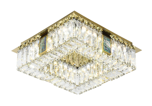 PLAFON  INOX DOURADO+CRISTAL 35×30CM 15W 3000K  DCX0755