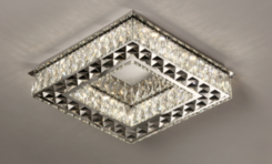 PLAFON  INOX CROMADO+CRISTAL TRANSPARENTE 45CM 36W 3000K 4000K 6000K 2000LM DCX00190