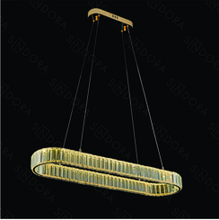 PENDENTE DOURADO+CRISTAL TRANSPARENTE 90×25CM 40W 4000LM 3000K DCD02843