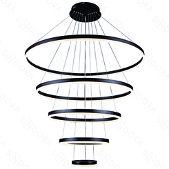 PENDENTE ALIANÇA (LUZ DIRETA) 100X80X60X40X20CM 188W 3000K 13160LM T ALUMINIO PRETO+ACRILICO DCD03093
