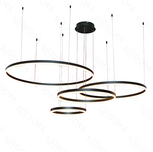 PENDENTE ALIANÇA(LUZ DIRETA) 100X80X60X40CM 175W 12250LM 3000K PRETO+ACRILICO DCD03195