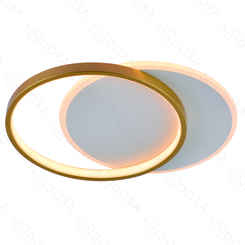 PLAFON METAL 50CM 49W 3500LM 3000K DOURADO+ACRILICO+SILICONE DCX03129