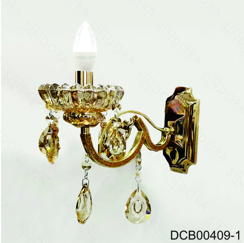 ARANDELA CRISTAL METAL DOURADO+CRISTAL AMBAR  23×08×20  DCB0409-1