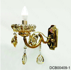 ARANDELA CRISTAL METAL DOURADO+CRISTAL AMBAR  23×08×20  DCB0409-1