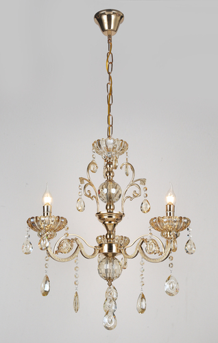 LUSTRE PENDENTE 03 BRAÇOS METAL DOURADO+CRISTAL 45×45CM DCD0409-3