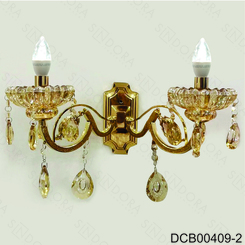 ARANDELA CRISTAL METAL DOURADO+CRISTAL AMBAR  32×17×17CM DCB0409-2