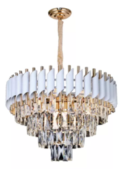 LUSTRE  PENDENTE BRANCO+CRISTAL 55×36CM DCD06594