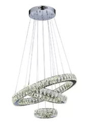 LUSTRE PENDENTE ALIANCA CRISTAL COM CONTROLE  60X40X20CM DCD01401