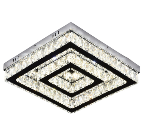 PLAFON 60X40CM  INOX CROMADO+CRISTAL COM CONTROLE  A9610