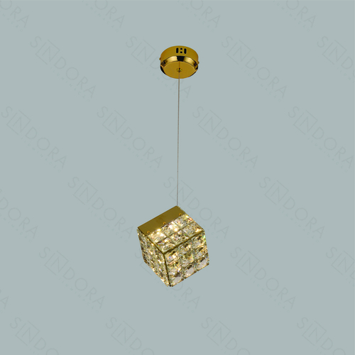PENDENTE  15CM 12W INOX DOURADO+CRISTAL TRANSPARENTE DCD02948