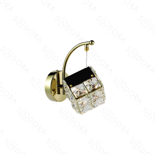 ARANDELA  11×21CM 9W 3000k T INOX DOURADO+CRISTAL TRANSPARENTE DCB02950