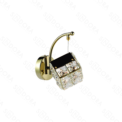 ARANDELA  11×21CM 9W 3000k T INOX DOURADO+CRISTAL TRANSPARENTE DCB02950
