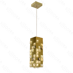 PENDENTE 12×12×32CM 20W 2000LM 3000K INOX DOURADO+CRISTAL TRANSPARENTE DCD02954