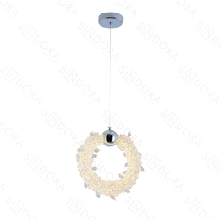 PENDENTE 25CM 14W METAL CROMADO+CRISTAL TRANSPARENTE QD05156