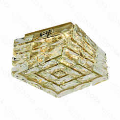 PLAFON CRISTAL 30CM 20W 3000K  INOX DOURADO+CRISTAL TRANSPARENTE DCX02910