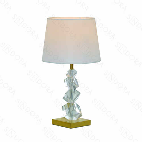 ABAJUR 33×56CM BRONZE+CRISTAL TRANSPARENTE+CUPULA LINHO BRANCO DCT00554