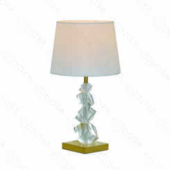 ABAJUR 33×56CM BRONZE+CRISTAL TRANSPARENTE+CUPULA LINHO BRANCO DCT00554