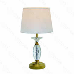 ABAJUR 25×50CM  METAL BRONZE+CRISTAL TRANSPARENTE+CUPULA LINHO BRANCO DCT00548