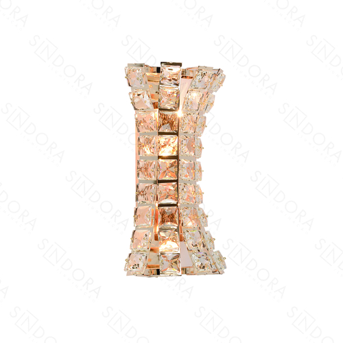 ARANDELA PAREDE CRISTAL 32CM METAL DOURADO+CRISTAL TRANSPARENTE DCB02912
