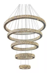 LUSTRE  05 ALIANÇAS EM CRISTAL 03 TONALIDADES DE LUZ 100X80X60X40X20CM